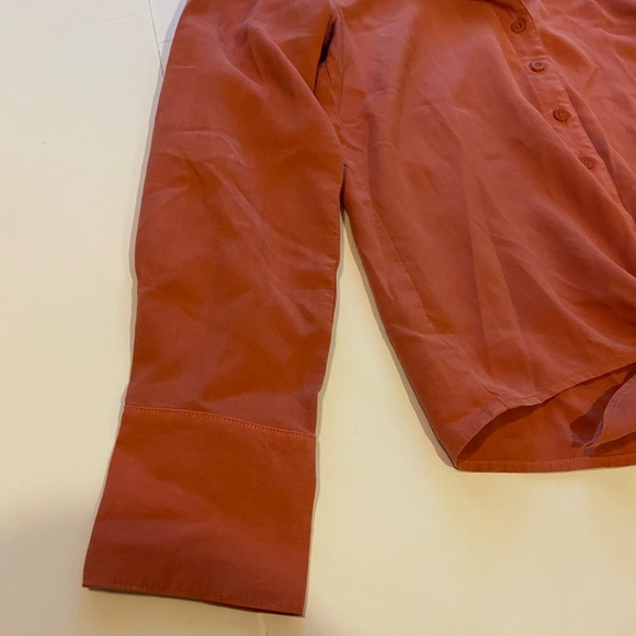 Cloth & Stone Burnt Orange Tie Front Button Down Tencel Top - Picture 4 of 7